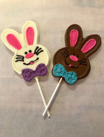 Chocolate Bunny With Bow-Tie On A Stick